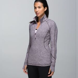 Lululemon race your pace 1/2 zip hyper stripe mauvelous heathered